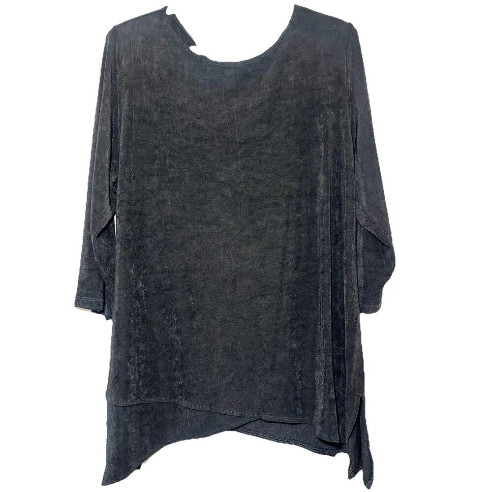 Travelers by Chico’s Black Asymmetrical Hem Tunic Top Size 3 XL